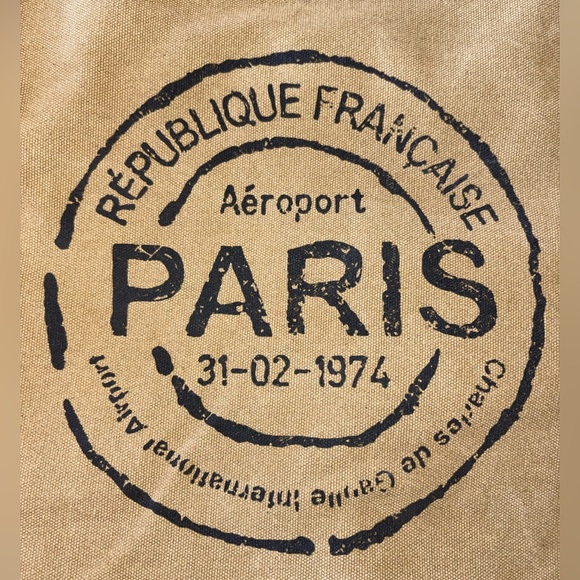 Paris Airport Canvas Tote Bag|French Graphic Travel Bag|leather trim - Picture 2 of 12